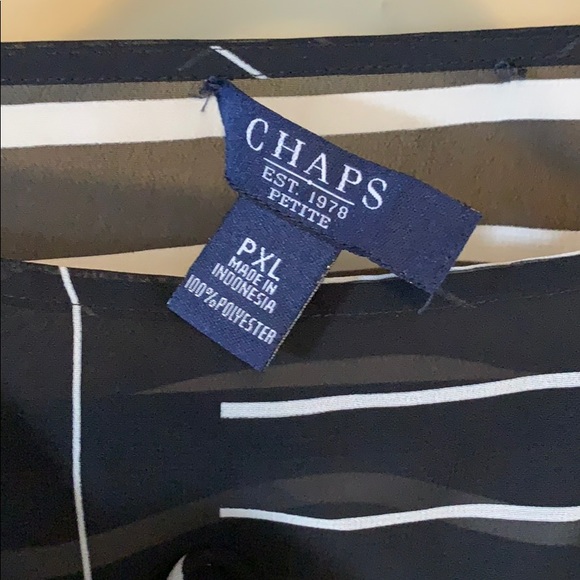 Chaps black white drawstring sheer top w/ tank PXL - Picture 7 of 7